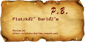 Platzkó Barlám névjegykártya